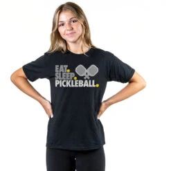 Pickleball Short Sleeve T-Shirt - Eat. Sleep. Pickleball -Sport Gift Store pb 00014 BLACK GIRLS