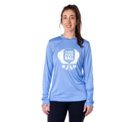 Pickleball Long Sleeve Performance Tee - I'd Rather Be Playing Pickleball -Sport Gift Store pb 00028 LIGHTBLUE FEMALE