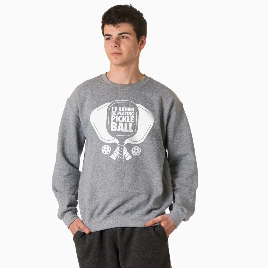 Pickleball Crewneck Sweatshirt - I'd Rather Be Playing Pickleball 4 Pickleball Crewneck Sweatshirt - I'd Rather Be Playing Pickleball - Image 2