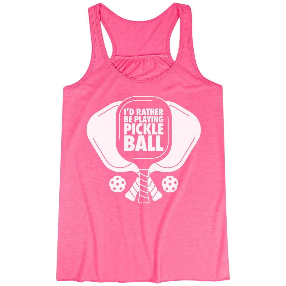 Pickleball Flowy Racerback Tank Top - I'd Rather Be Playing Pickleball 3 Pickleball Flowy Racerback Tank Top - I'd Rather Be Playing Pickleball