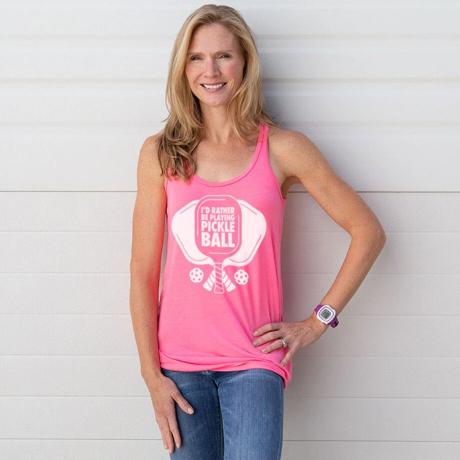 Pickleball Flowy Racerback Tank Top - I'd Rather Be Playing Pickleball 4 Pickleball Flowy Racerback Tank Top - I'd Rather Be Playing Pickleball - Image 2