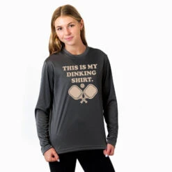 Pickleball Long Sleeve Performance Tee - This Is My Dinking Shirt -Sport Gift Store pb 00052 GRAPHITE FEMALE