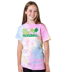 Pickleball Short Sleeve T-Shirt - Eat. Sleep. Pickleball Tie-Dye -Sport Gift Store pb 00062 SHERBET MODEL GIRL