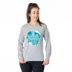 Pickleball Tshirt Long Sleeve - Serve's Up -Sport Gift Store pb 00071 GRAY FEMALE