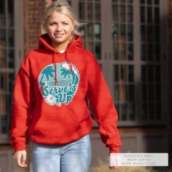Pickleball Hooded Sweatshirt - Serve's Up -Sport Gift Store pb 00080 RED LIFESTYLE FEMALE
