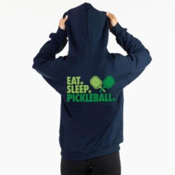 Pickleball Hooded Sweatshirt - Eat. Sleep. Pickleball (Back Design) -Sport Gift Store pb 00094 NAVY FEMALE BACK