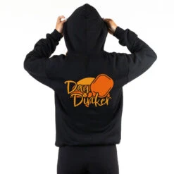 Pickleball Hooded Sweatshirt - Day Dinker (Back Design) -Sport Gift Store pb 00095 BLACK FEMALE BACK