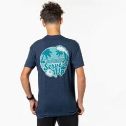 Pickleball Short Sleeve T-Shirt - Serve's Up (Back Design) 8 Pickleball Short Sleeve T-Shirt - Serve's Up (Back Design) -Sport Gift Store pb 00106 NAVY MALE BACK