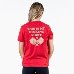 Pickleball Short Sleeve T-Shirt - This Is My Dinking Shirt (Back Design) -Sport Gift Store pb 00107 RED FEMALE BACK