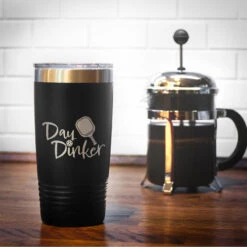 Pickleball 20 Oz. Double Insulated Tumbler - Day Dinker -Sport Gift Store pb 00119 BLACK COFFEE