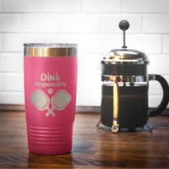 Pickleball 20 Oz. Double Insulated Tumbler - Dink Responsibly 12 Pickleball 20 Oz. Double Insulated Tumbler - Dink Responsibly -Sport Gift Store pb 00120 PINK COFFEE