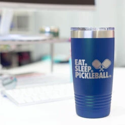 Pickleball 20 Oz. Double Insulated Tumbler - Eat. Sleep. Pickleball. 10 Pickleball 20 Oz. Double Insulated Tumbler - Eat. Sleep. Pickleball. -Sport Gift Store pb 00121 BLUE DESK