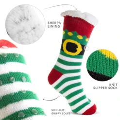Elf Slipper Socks With Sherpa Lining -Sport Gift Store py 00946 DETAILS