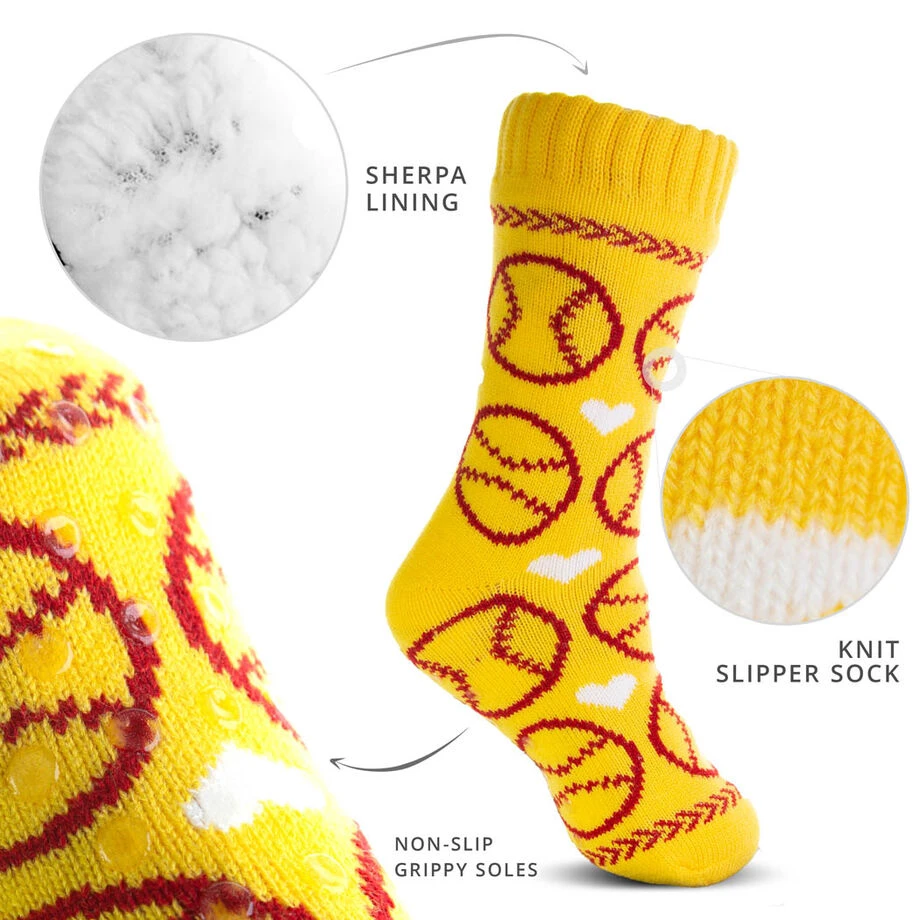 Softball Slipper Socks With Sherpa Lining 6 Softball Slipper Socks With Sherpa Lining - Image 4