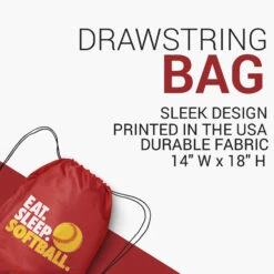 Softball Drawstring Backpack Eat. Sleep. Softball. 8 Softball Drawstring Backpack Eat. Sleep. Softball. -Sport Gift Store sb 02997 RED DETAILS