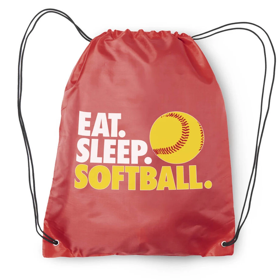 Softball Drawstring Backpack Eat. Sleep. Softball. 4 Softball Drawstring Backpack Eat. Sleep. Softball. - Image 2