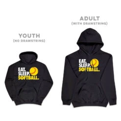 Softball Hooded Sweatshirt - Eat. Sleep. Softball. -Sport Gift Store sb 03005 BLACK SIZE