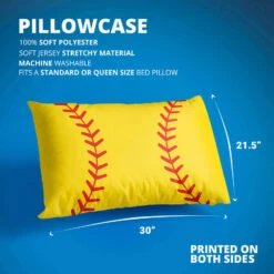 Softball Pillowcase - Close Up Stitches -Sport Gift Store sb 03061 DETAILS