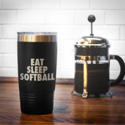 Softball 20 Oz. Double Insulated Tumbler - Eat Sleep Softball -Sport Gift Store sb 03151 BLACK COFFEE