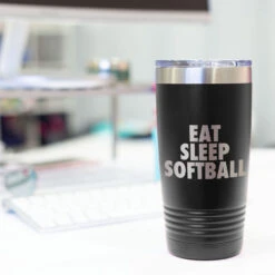 Softball 20 Oz. Double Insulated Tumbler - Eat Sleep Softball -Sport Gift Store sb 03151 BLACK DESK