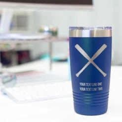 Softball 20 Oz. Double Insulated Tumbler - Crossed Bats Icon -Sport Gift Store sb 03153 ROYAL DESK