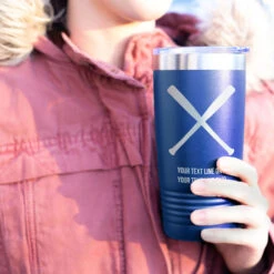 Softball 20 Oz. Double Insulated Tumbler - Crossed Bats Icon -Sport Gift Store sb 03153 ROYAL MODEL