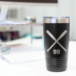 Softball 20 Oz. Double Insulated Tumbler - Personalized Crossed Bats 15 Softball 20 Oz. Double Insulated Tumbler - Personalized Crossed Bats -Sport Gift Store sb 03154 BLACK DESK