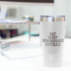 Softball 20 Oz. Double Insulated Tumbler - Personalized Eat Sleep Softball -Sport Gift Store sb 03155 WHITE DESK