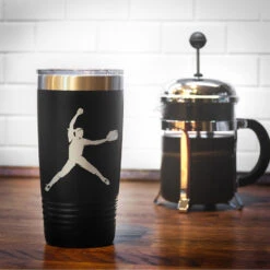 Softball 20 Oz. Double Insulated Tumbler - Pitcher -Sport Gift Store sb 03156 BLACK COFFEE