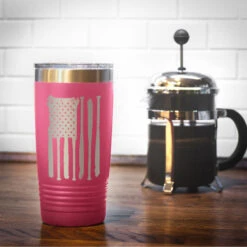 Softball 20 Oz. Double Insulated Tumbler - Flag -Sport Gift Store sb 03158 PINK COFFEE