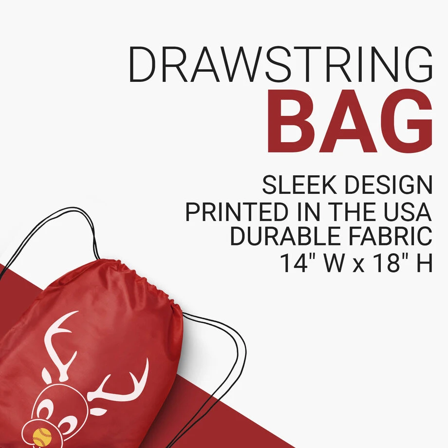 Softball Drawstring Backpack - Reindeer 5 Softball Drawstring Backpack - Reindeer - Image 3