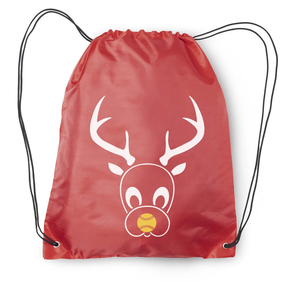 Softball Drawstring Backpack - Reindeer 4 Softball Drawstring Backpack - Reindeer - Image 2
