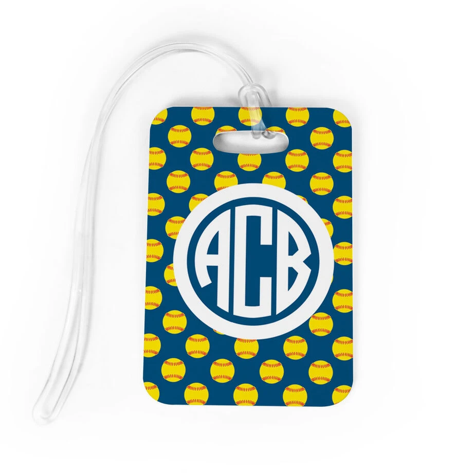 Softball Bag/Luggage Tag - Personalized Softball Pattern Monogram 3 Softball Bag/Luggage Tag - Personalized Softball Pattern Monogram