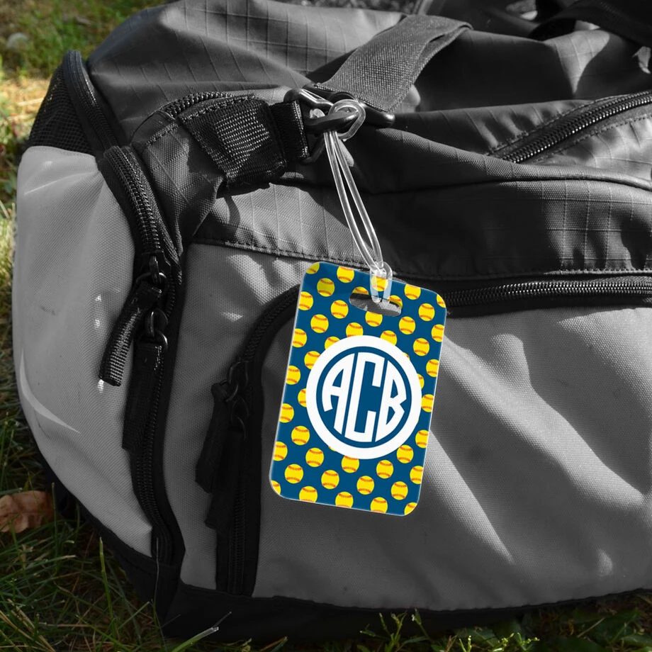 Softball Bag/Luggage Tag - Personalized Softball Pattern Monogram 4 Softball Bag/Luggage Tag - Personalized Softball Pattern Monogram - Image 2