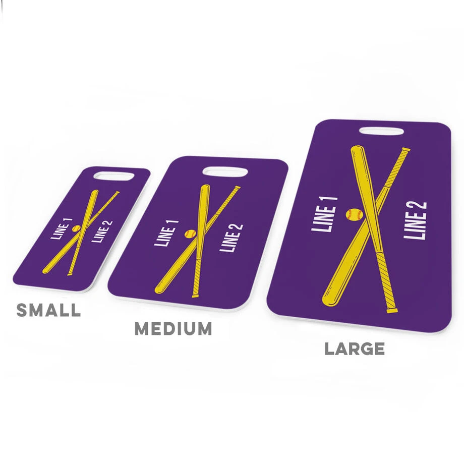 Softball Bag/Luggage Tag - Personalized Text With Crossed Bats 5 Softball Bag/Luggage Tag - Personalized Text With Crossed Bats - Image 3
