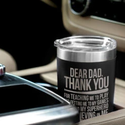 Softball 20 Oz. Double Insulated Tumbler - Dear Dad -Sport Gift Store sb 03559 BLACK CAR
