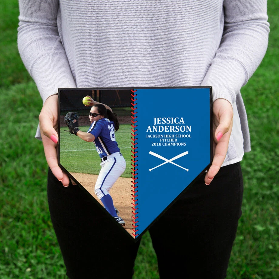 Softball Home Plate Plaque - Player Photo Stitch 4 Softball Home Plate Plaque - Player Photo Stitch - Image 2