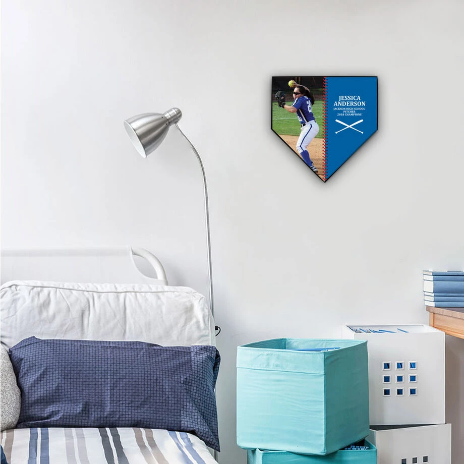 Softball Home Plate Plaque - Player Photo Stitch 5 Softball Home Plate Plaque - Player Photo Stitch - Image 3