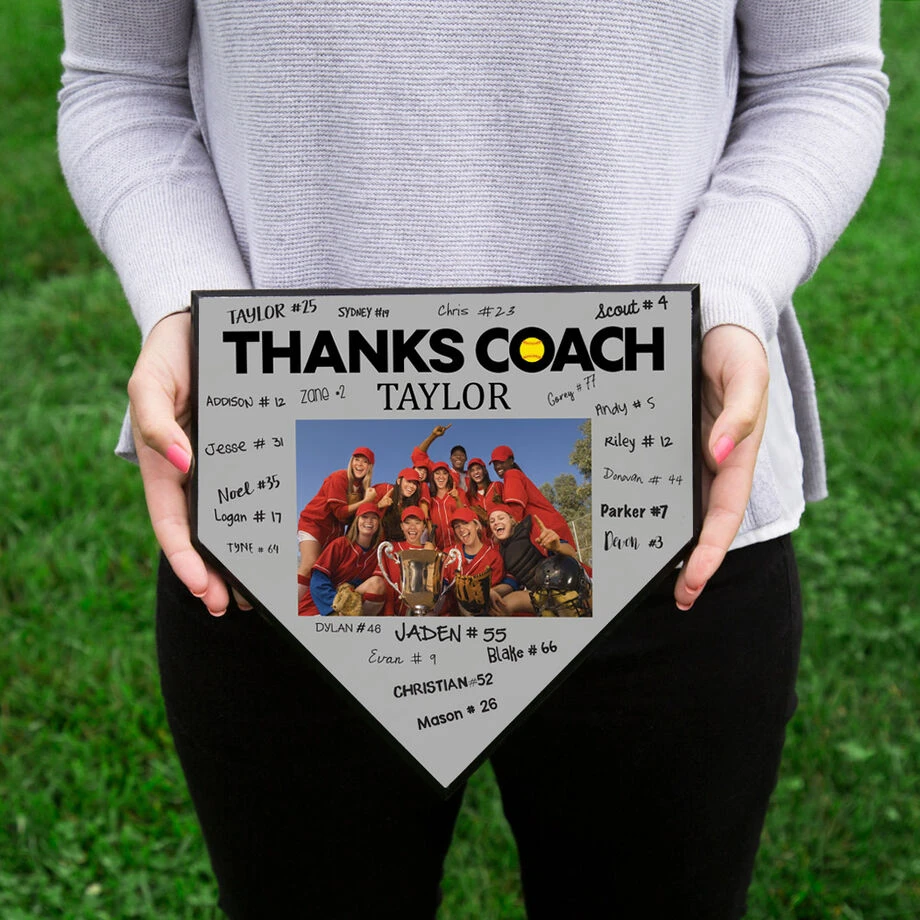 Softball Home Plate Plaque - Thank You Coach Photo Autograph 4 Softball Home Plate Plaque - Thank You Coach Photo Autograph - Image 2