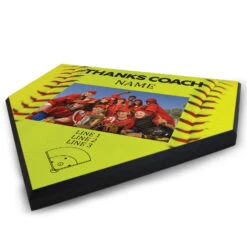 Softball Home Plate Plaque - Thank You Coach Photo 9 Softball Home Plate Plaque - Thank You Coach Photo -Sport Gift Store sb 03573 YELLOW ANGLE