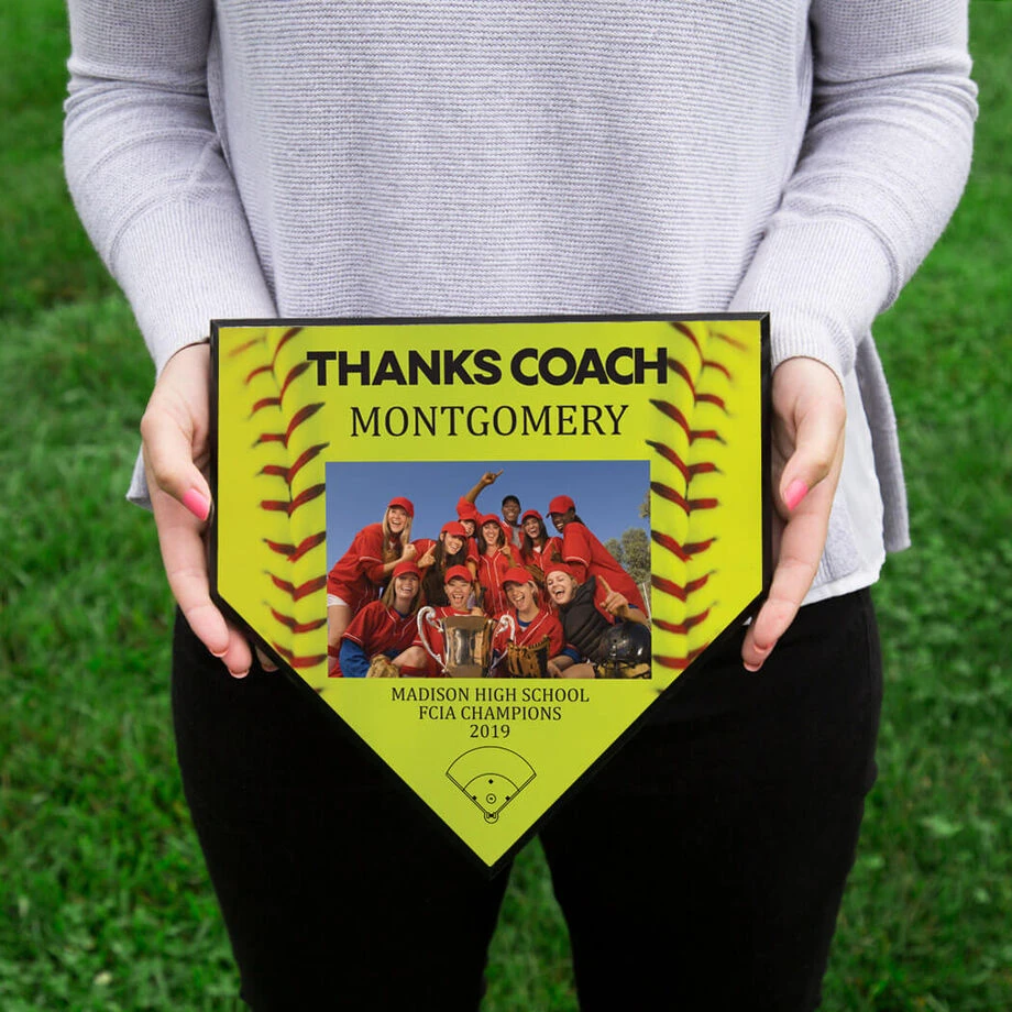 Softball Home Plate Plaque - Thank You Coach Photo 4 Softball Home Plate Plaque - Thank You Coach Photo - Image 2