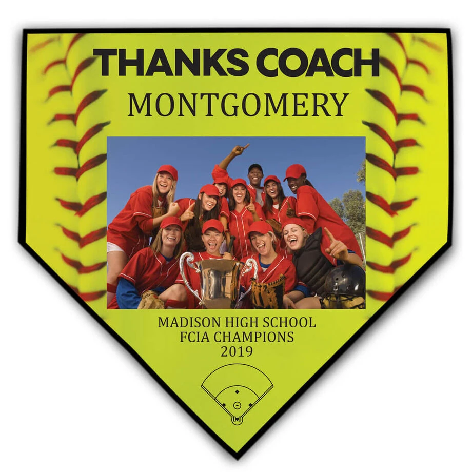 Softball Home Plate Plaque - Thank You Coach Photo 3 Softball Home Plate Plaque - Thank You Coach Photo