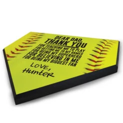 Softball Home Plate Plaque - Dear Dad -Sport Gift Store sb 03706 ANGLE