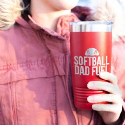 Softball 20oz. Double Insulated Tumbler - Softball Dad Fuel -Sport Gift Store sb 03886 RED MODEL