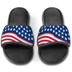 Softball Repwell® Slide Sandals - American Flag Ball -Sport Gift Store sb 03893 FRONT