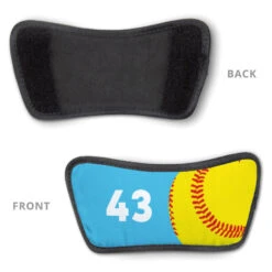 Softball Repwell® Slide Sandals - Ball And Number Reflected -Sport Gift Store sb 03894 CAROLINA DETAIL