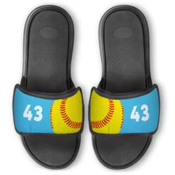 Softball Repwell® Slide Sandals - Ball And Number Reflected