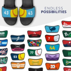 Softball Repwell® Sandal Straps - Ball And Number Reflected -Sport Gift Store sb 03894 STRAPS CAROLINA MULTI