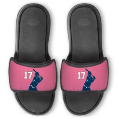 Softball Repwell® Slide Sandals - Batter Silhouette With Number