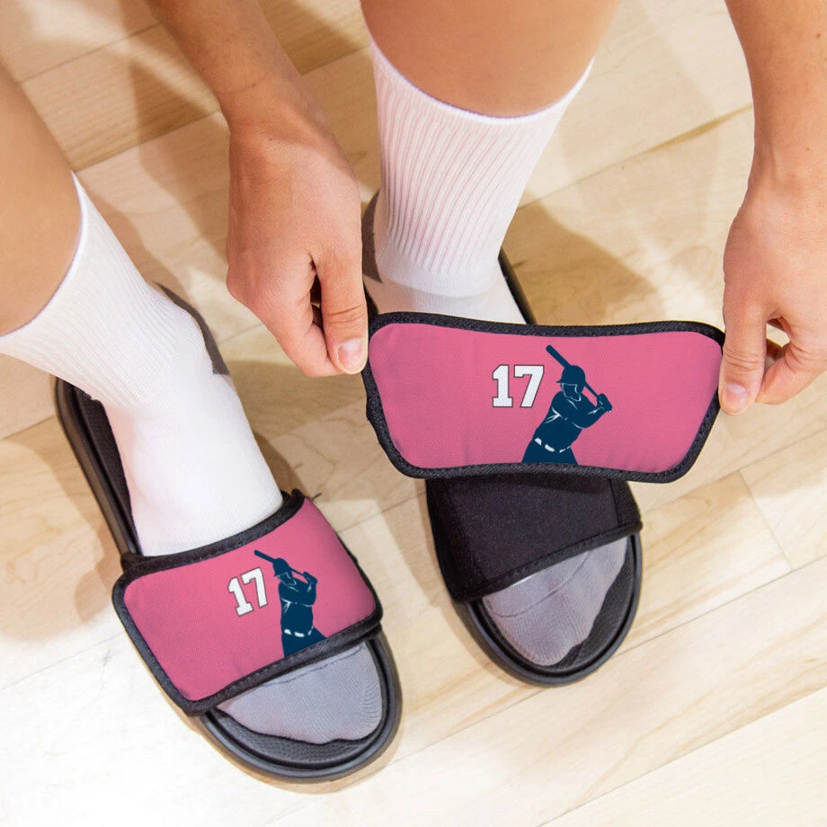 Softball Repwell® Sandal Straps - Batter Silhouette With Number 5 Softball Repwell® Sandal Straps - Batter Silhouette With Number - Image 3